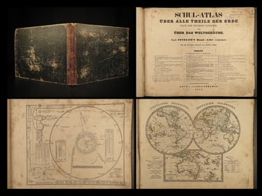 1853 Schul ATLAS 31 World MAPS Greece EARLY America West Astronomy Stieler