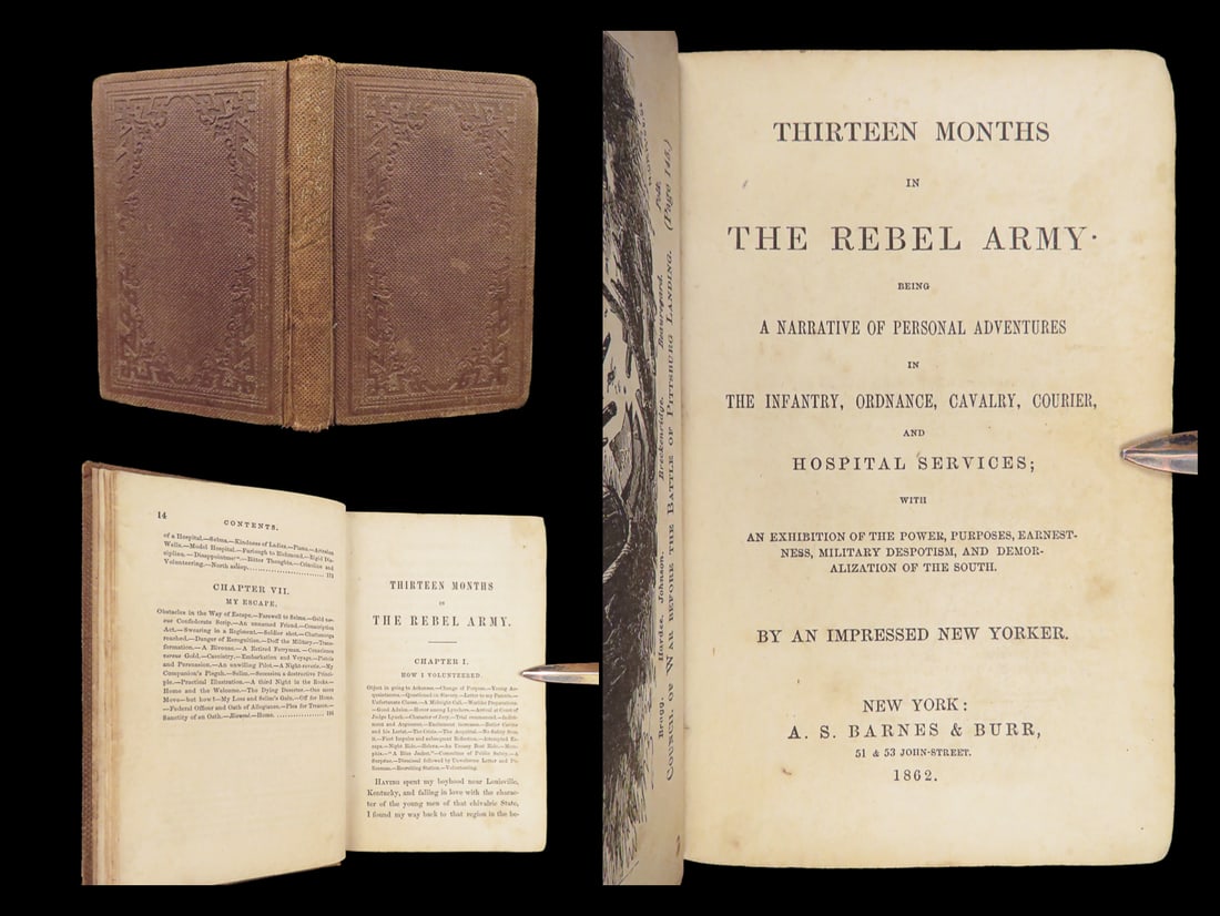 Thirteen Months in the Rebel Army – W.G. Stevenson, 1862 First Edition | Confederate Memoir (1 of 10)
