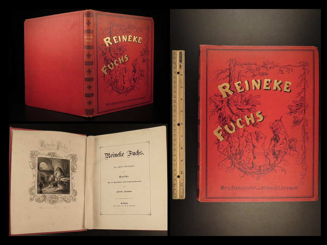 1872 Reynard the Fox Fairy Tale Illustrated Leutemann German Reineke Fuchs Goethe (1 of 20)