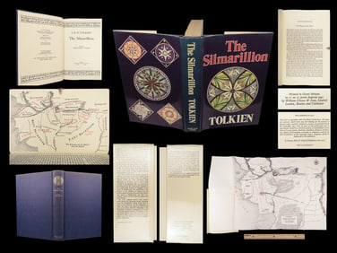1977 JRR Tolkien 1st/1st Silmarillion Lord of the Rings Middle Earth + MAP & DJ