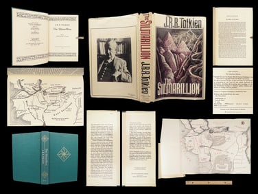 1977 JRR Tolkien 1st ed Silmarillion Lord of the Rings Middle Earth + MAP