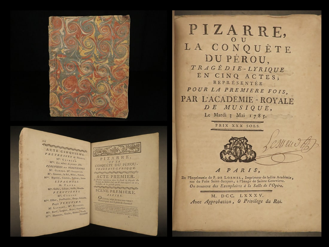 1785 1ed Pizarro Conquest of PERU Inca French Opera Libretto Duplessis Candeille (1 of 20)