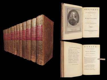 Œuvres Complètes de Voltaire – Voltaire, 1785 Kehl Edition | 14 Leather Volumes