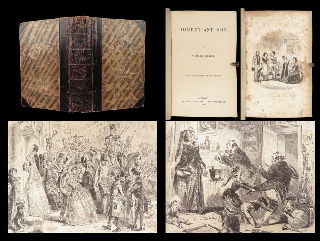 1848 Charles Dickens 1st ed Dombey & Son | Illustrated by Phiz | Leather (1 of 10)