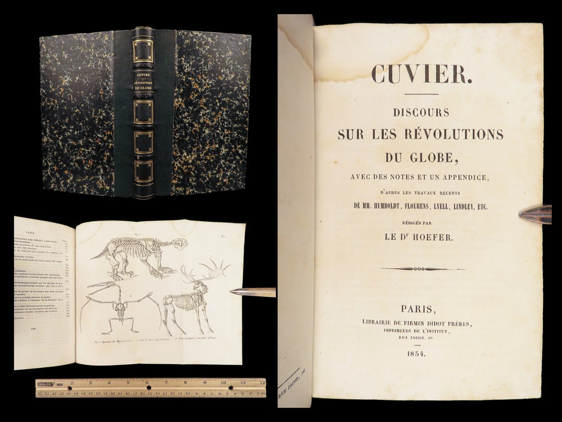 Discours sur les révolutions du globe – Georges Cuvier, 1854 Annotated Edition | Geological: Discours sur les révolutions du Globe by Georges Cuvier presents the renowned natural scientists 19th-century theories of geological catastrophism, or how Earths surface changed through sudden, drama