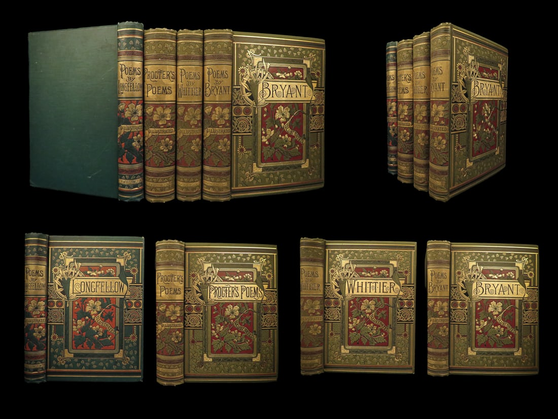 1884 BEAUTIFUL 4v Lot POETRY Greenleaf Whitter Cullen Bryant Longfellow Procter (1 of 20)