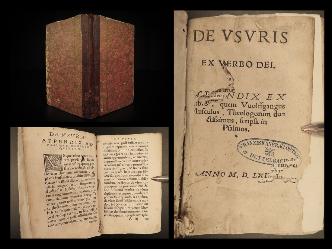 1558 Reformation Musculus De Usuris Verbo Dei Bible Commentary Ambrose Aquinas: 1558 Reformation Musculus De Usuris Verbo Dei Bible Commentary Ambrose Aquinas Wolfgang Musculus was a 16th-century Protestant reformer who wrote numerous biblical commentaries and theological treatis