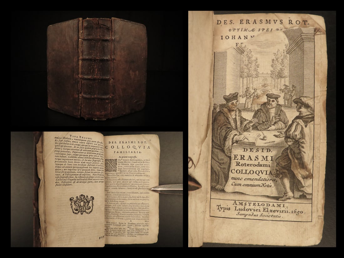 1650 Erasmus Colloquies Humanism Rhetoric Philosophy War Latin Elzevier RARE: 1650 Erasmus Colloquies Humanism Rhetoric Philosophy War Latin Elzevier RARE “When I have a little money, I buy books; and if I have any left, I buy food and clothes.” ? Erasmus Erasmuss famou