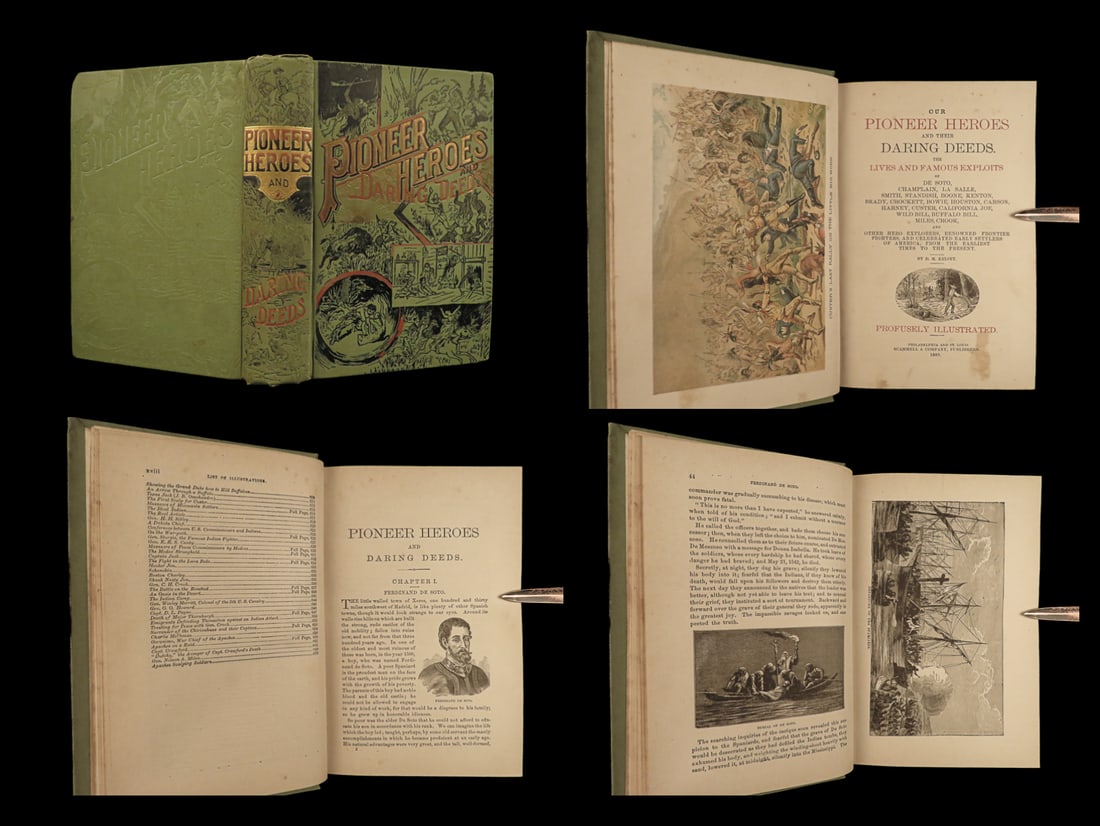 1889 Our Pioneer Heroes America Exploration Crockett Boone Kit Carson INDIANS (1 of 20)