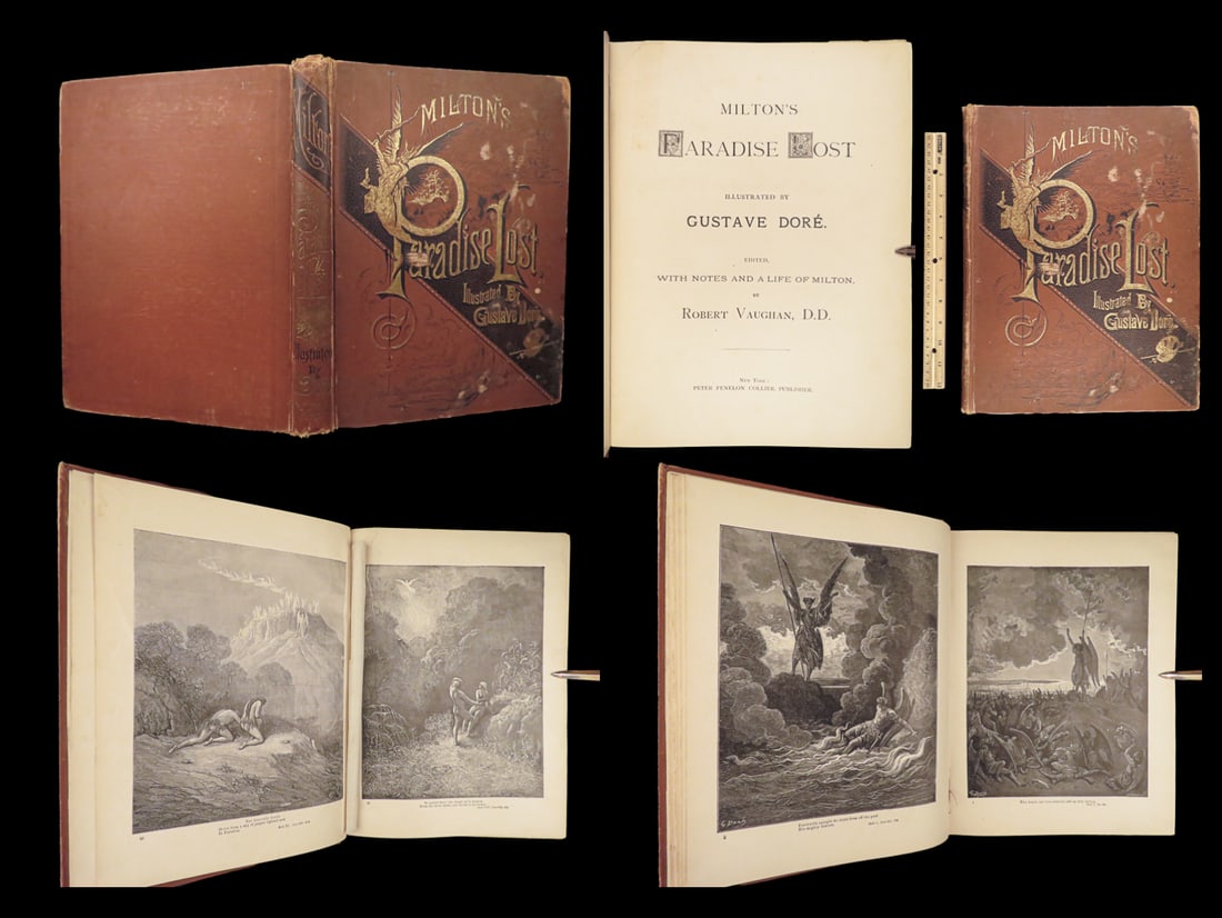 1892 John Milton – Paradise Lost | Illustrated by Gustave Dore | Enormous Folio: 1892 John Milton – Paradise Lost | Illustrated by Gustave Dore | Enormous Folio “The mind is its own place, and in itself can make a heavn of hell, a hell of heavn.” – Milton, Paradise Los