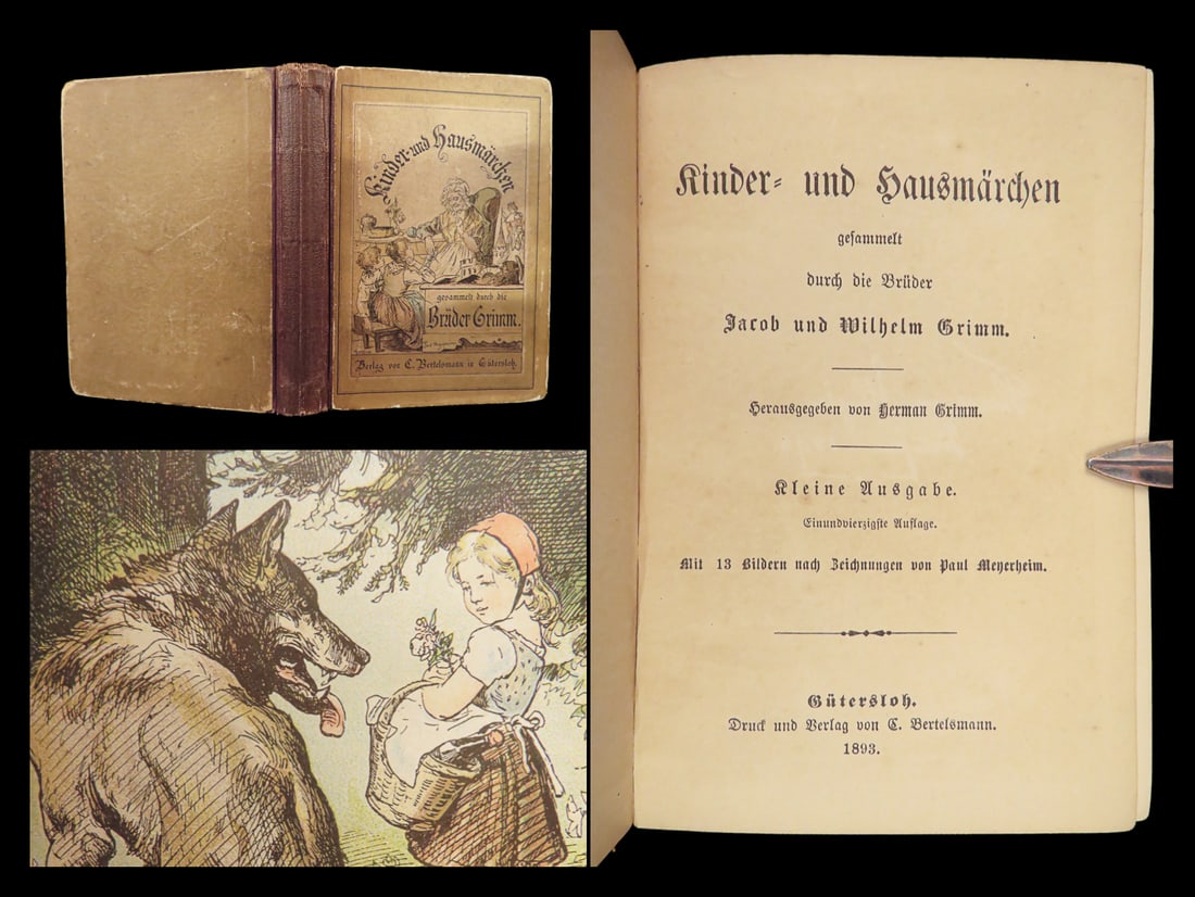 Kinder- und Hausmärchen | Grimm, 1893 –Plates, German Fairy Tales: Kinder- und Hausmärchen is a rare 1893 German translation of Jacob and Wilhelm Grimms famous fairy tales. This edition features the most iconic stories such as Snow White, Cinderella, Sleeping Beauty