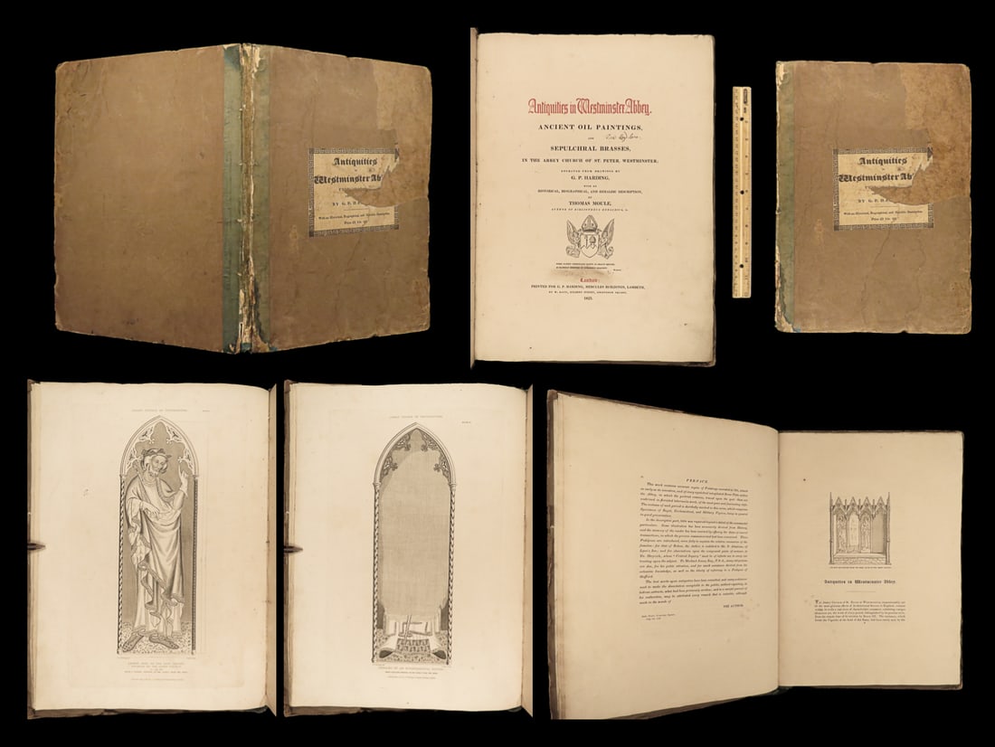 1825 HUGE FOLIO 1ed Antiquities Westminster Abbey ART Statues Harding Paintings (1 of 20)