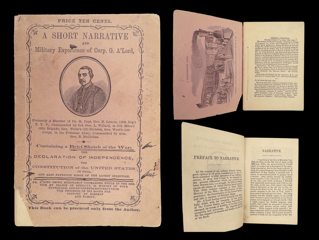 Civil War Narrative – George A. Lord – 1865 | U.S. Constitution & Declaration (1 of 10)