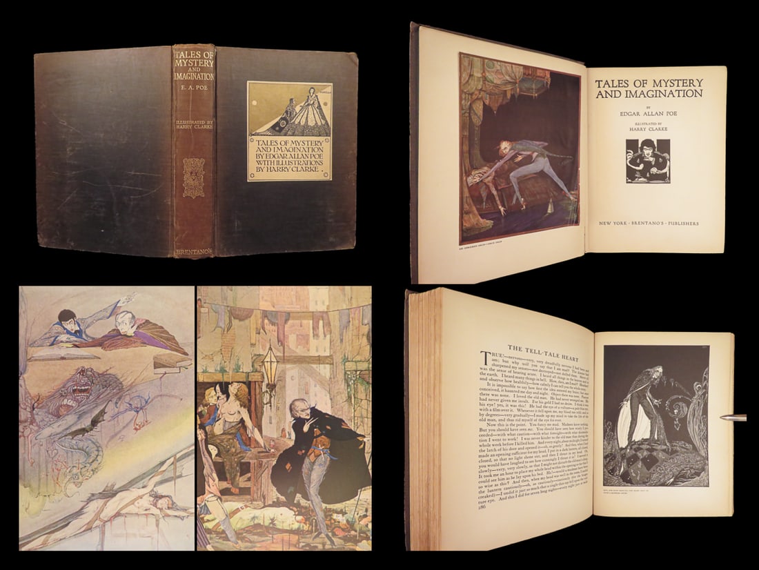 Tales of Mystery and Imagination – Edgar Allan Poe, 1923 | Clarke Illustrated, Limited: The short stories of Edgar Allan Poe are considered to be among the most iconic works in the genres of Gothic horror and psychological terror, and this printing of Tales of Mystery and Imagination is 