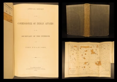 1882 – Annual Reports on Native American Indians | First Edition with Huge Map!