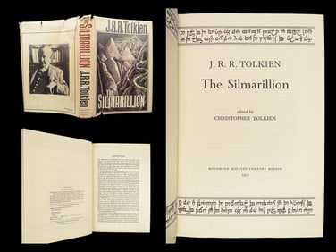 1977 JRR Tolkien Silmarillion 1st/1st Lord of the Rings Middle Earth + MAP & DJ