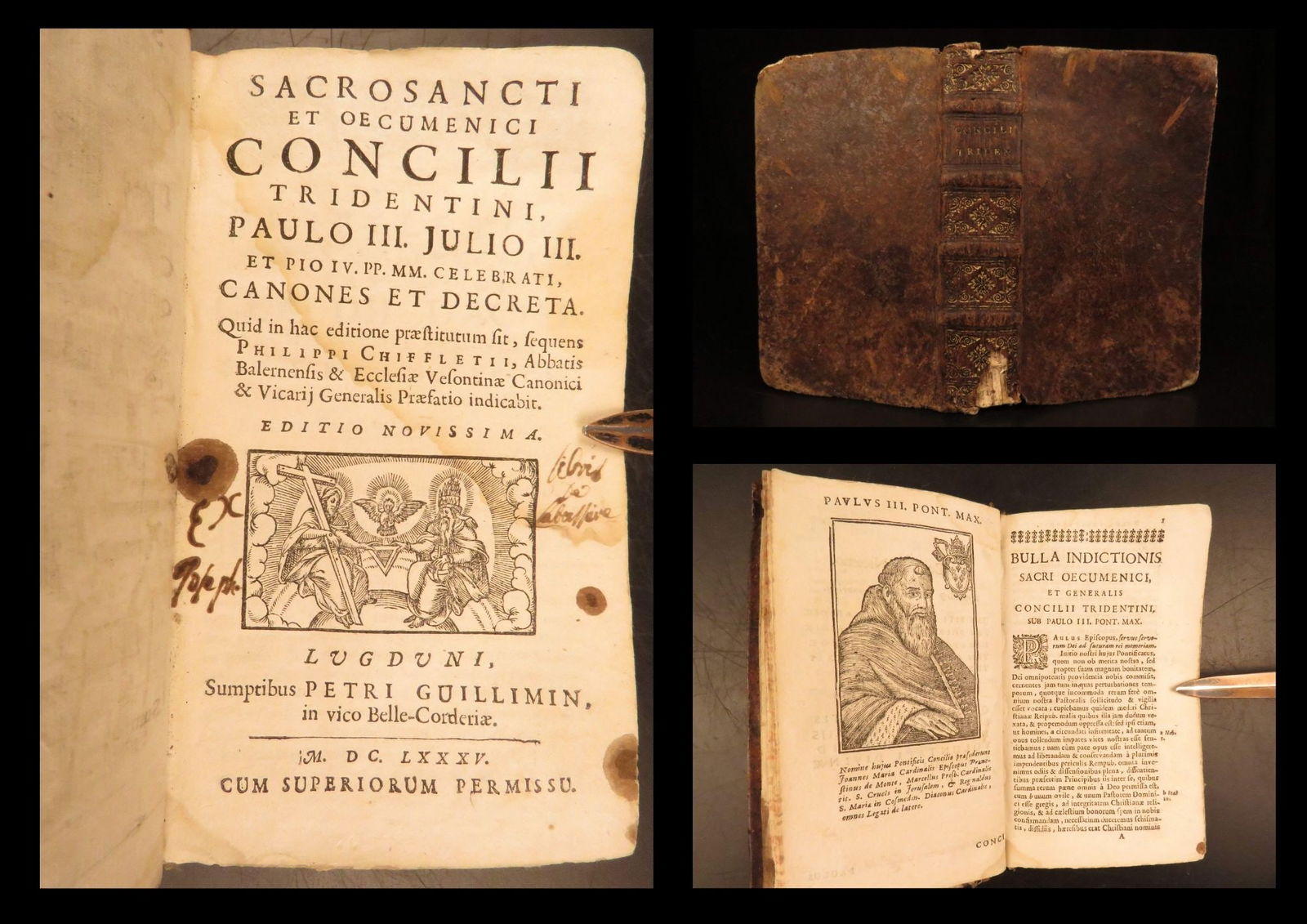 1685 – Philippe Chifflet on the Council of Trent | Banned Catholic Book, Leather (1 of 10)