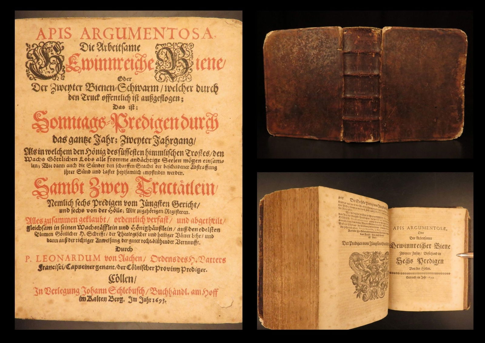 1693 – Apis Argumentosa – Leonhard Aachen | German Sermons, Profitable Bee: Apis Argumentosa or The Profitable Bee is an interesting book, published through the guise of beekeeping. As the title suggests, this book relates the readers to bees seeking honey, or rather, finding