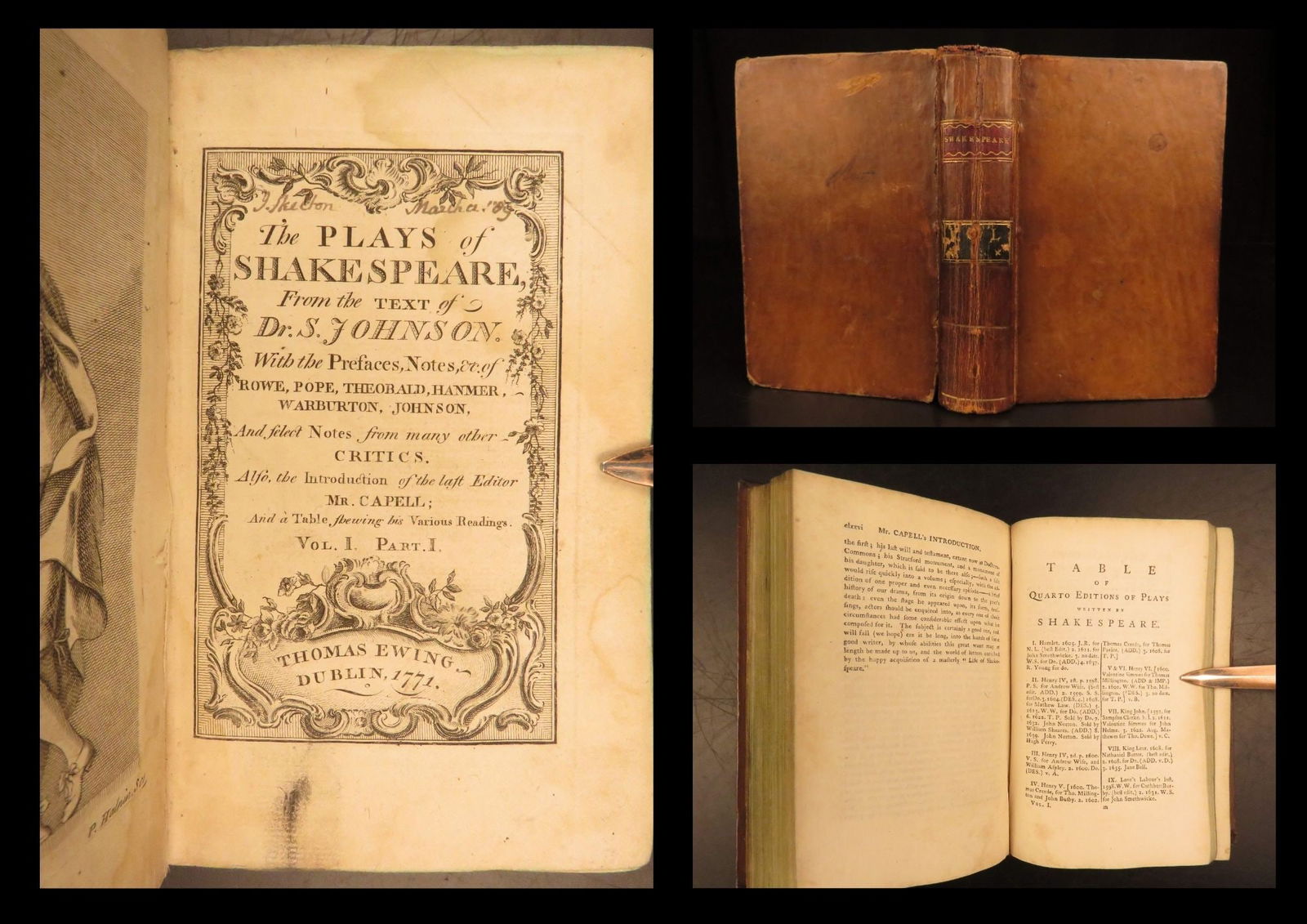 1771 – Plays of William Shakespeare | Johnson | Tempest & Midsummer Nights Dream (1 of 10)