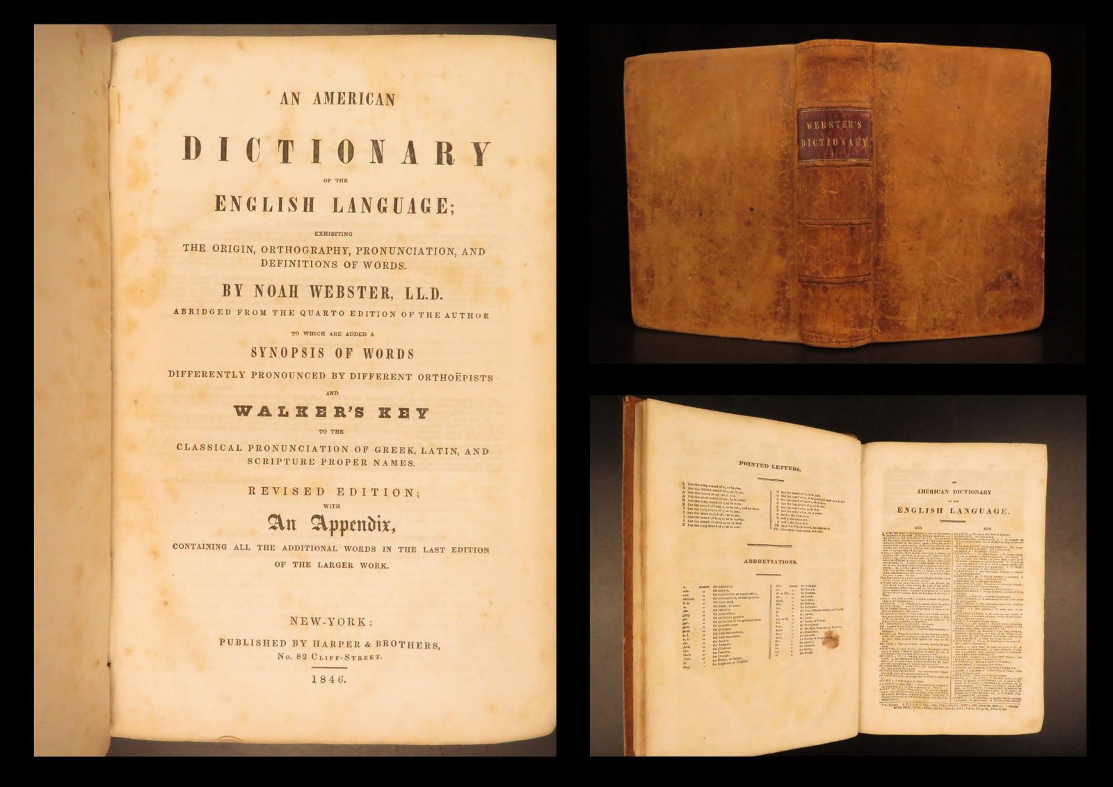 A Dictionary of the English Language – Noah Webster – 1846 | Leather Binding (1 of 10)