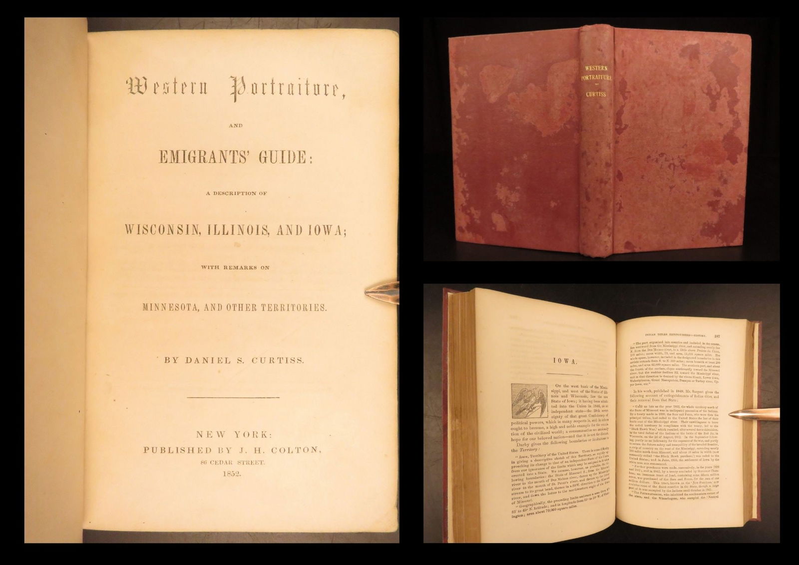 1852 – Western Portraiture – Curtiss | First Ed Emigrant Guide to American West (1 of 10)