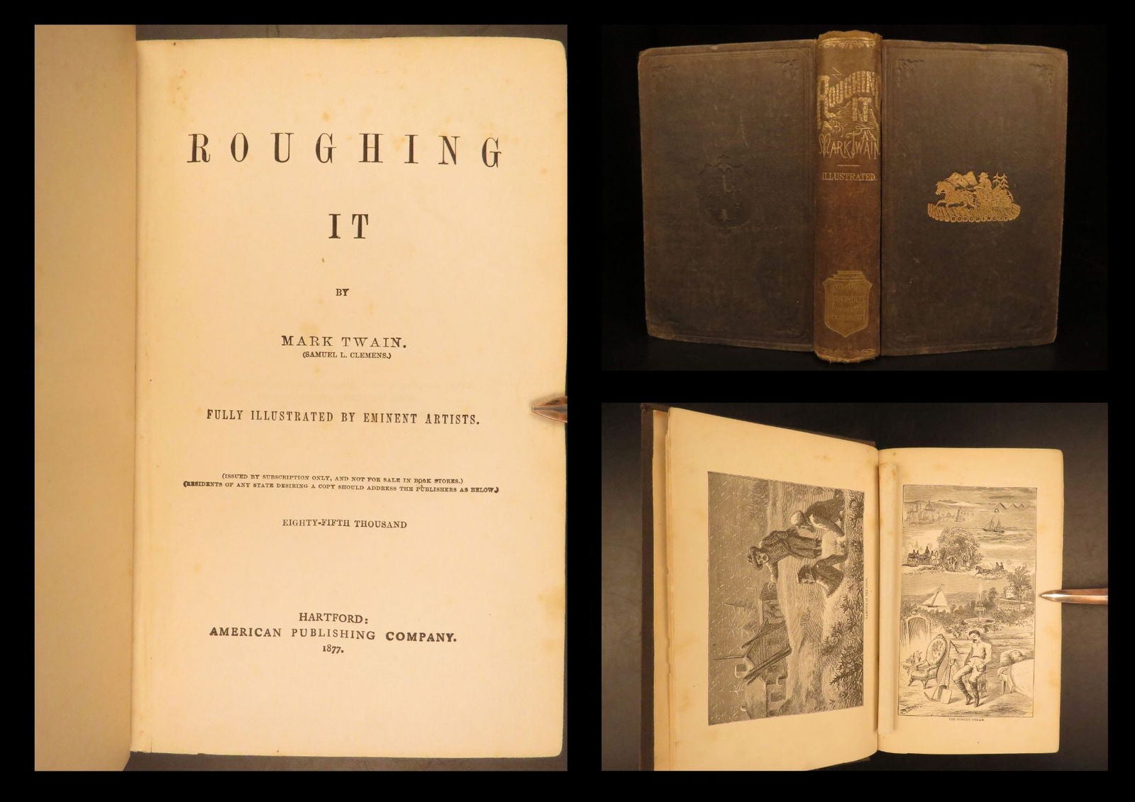 Roughing It – Mark Twain, 1877 | Frontier Travels: Roughing It by Mark Twain tells the semi-autobiographical tale of his travels through the West in the 1860s, starting from a journey across the plains and ending in the Pacific islands. This 1877 edit
