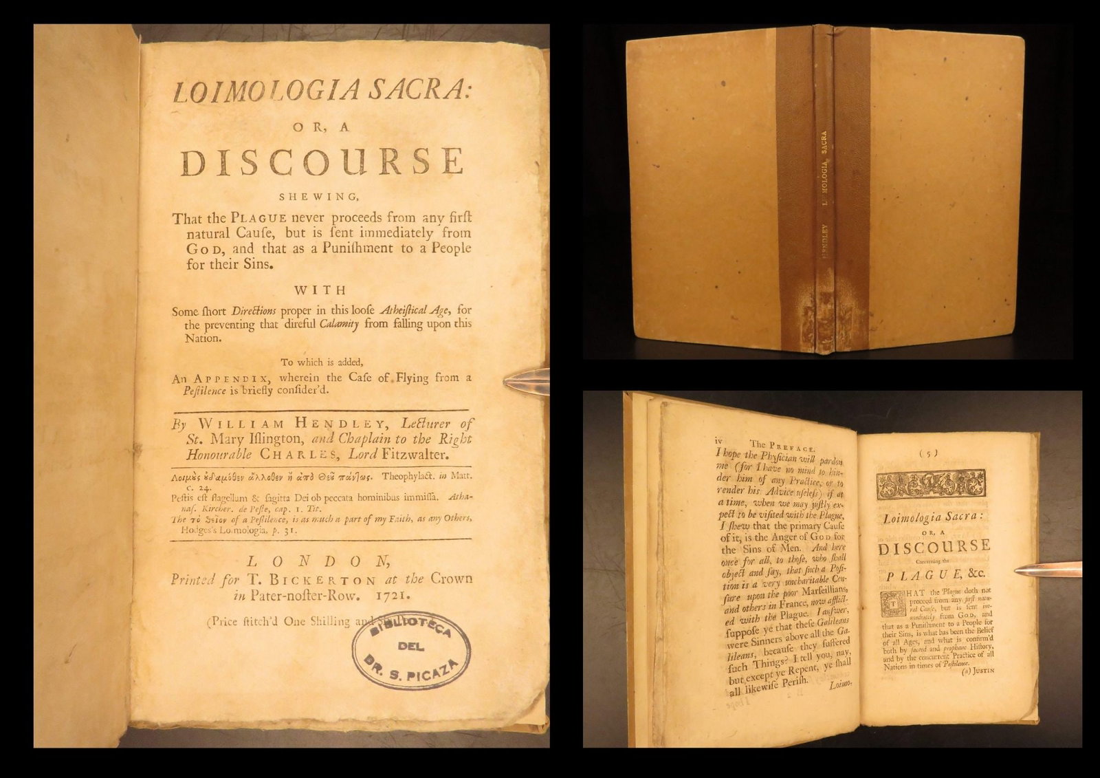 1721 – William Hendley on Plague Punishment | First Edition, Biblical Plagues (1 of 10)