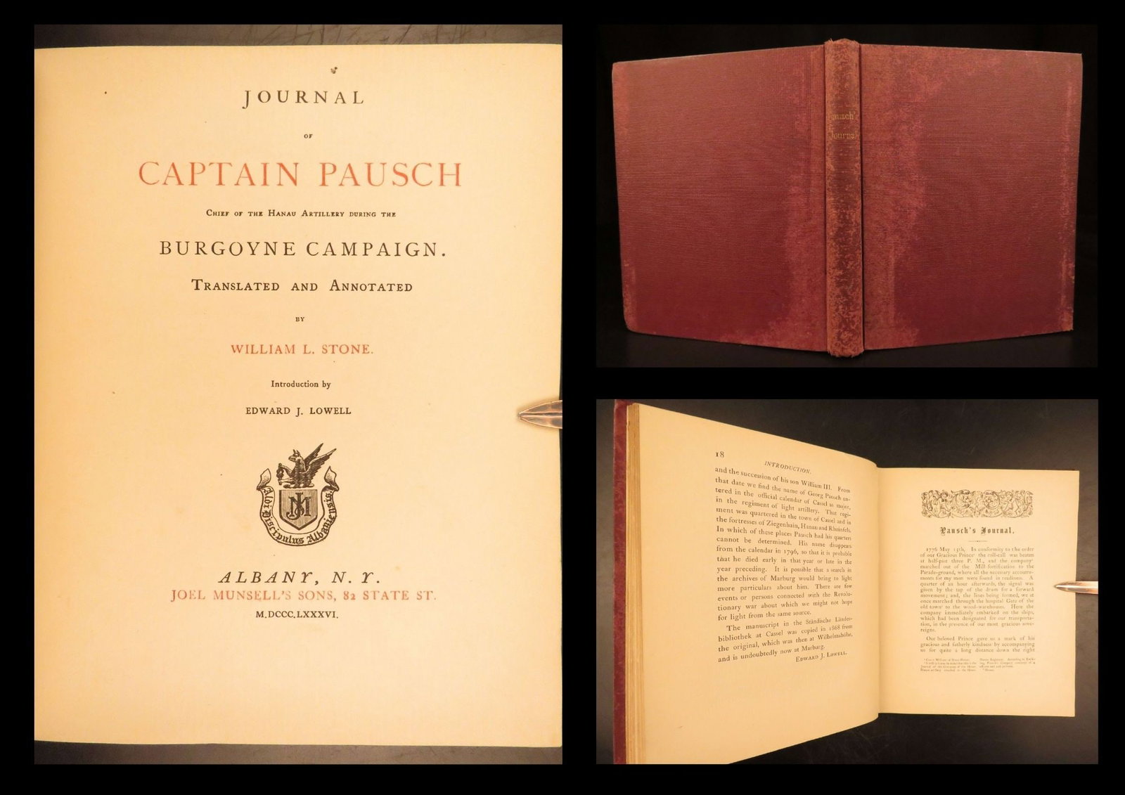 1886 – Captain Pausch Journal | Account of Hessians in Revolutionary War, 1st ed: Journal of Captain Pausch, Chief of the Hanau Artillery During the Burgoyne Campaign is a rare, late 19th-century account of the German officer who fought in the American Revolutionary War. Pausch ser