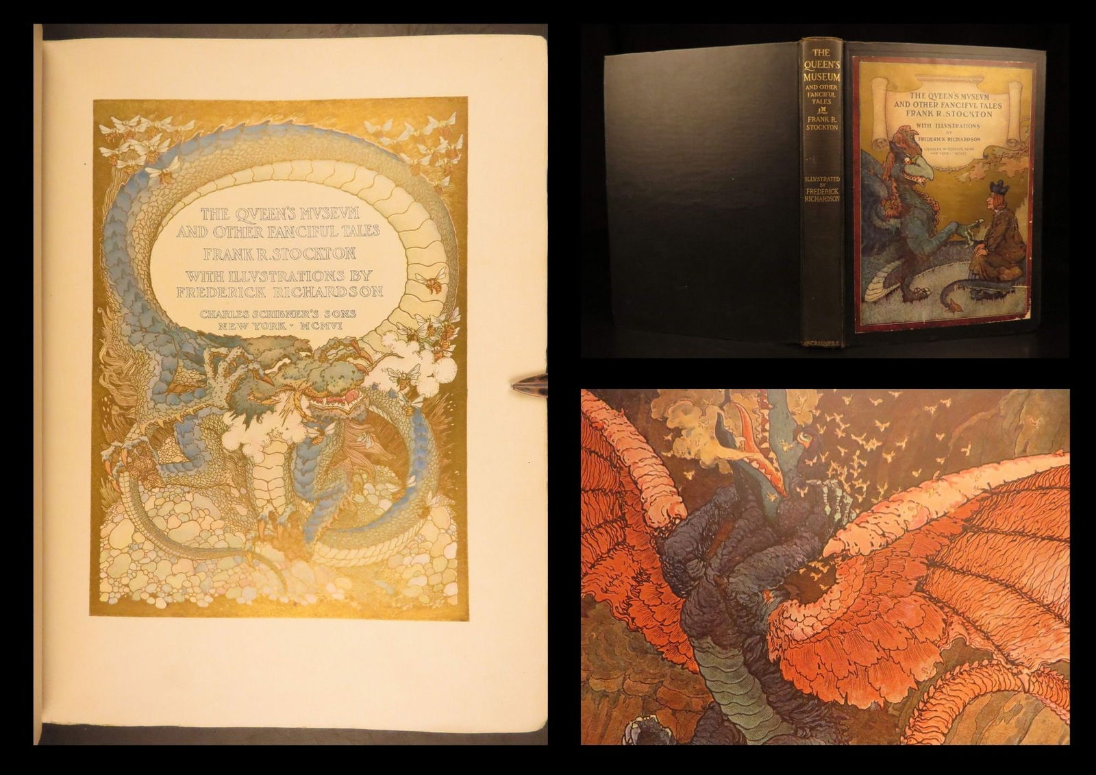 1906 – The Queen’s Museum | Frank Stockton – Illustrated Mythical Creature Art: Frank R. Stocktons The Queens Museum, and Other Fanciful Tales is a 1906 collection of stories and fairy tales. This set of ten tales showcases Stocktons humor and folklore storytelling. It is, howeve