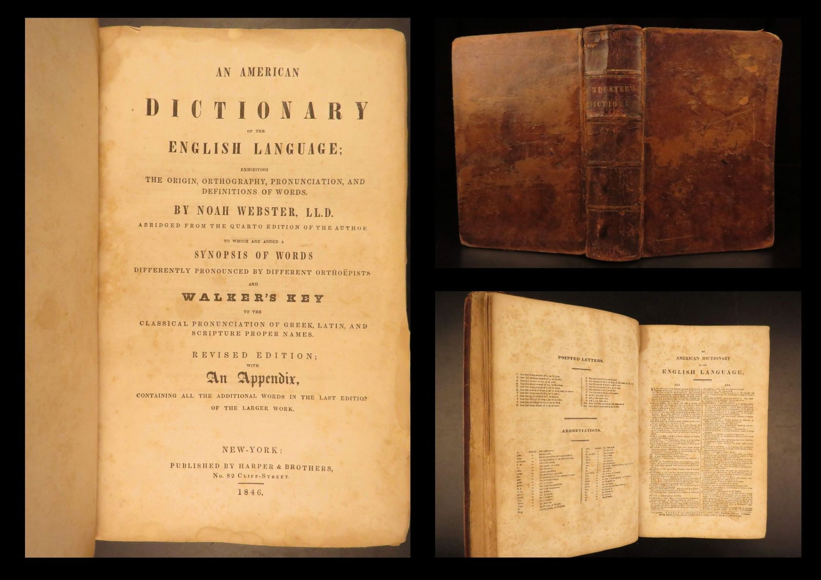 A Dictionary of the English Language – Noah Webster – 1846 | Leather Binding (1 of 10)