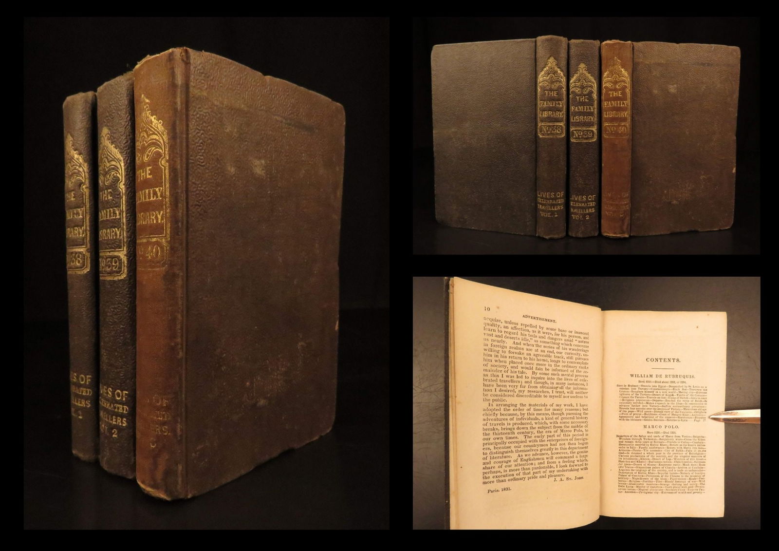 1844 – Voyages | Marco Polo in China, Ulloa, Leo Africanus, Mungo Park – 3vols (1 of 10)