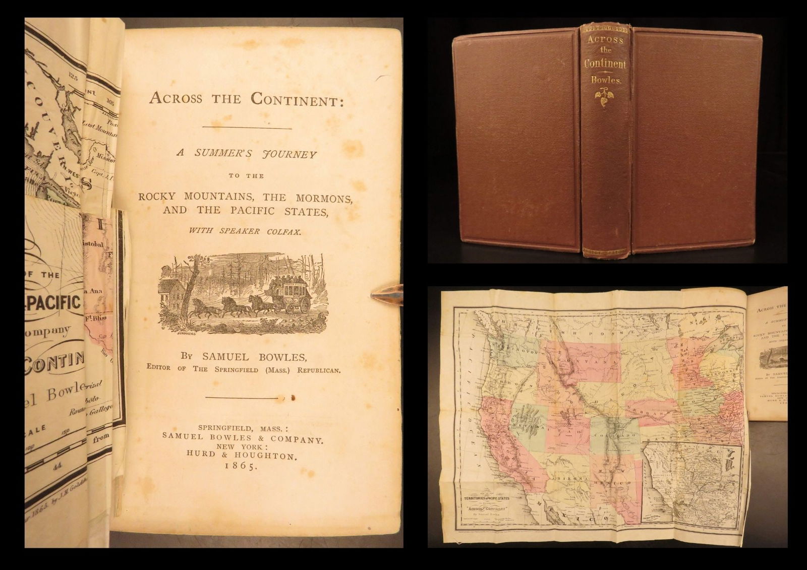 1865 1ed Bowles Travels MAP Mormon Polygamy INDIAN California Rocky Mountain: 1865 1ed Bowles Travels MAP Mormon Polygamy INDIAN California Rocky Mountain Samuel Bowless Across the Continent is a Civil War-era book that covers the authors journey with Schuyler Colfax and Willia