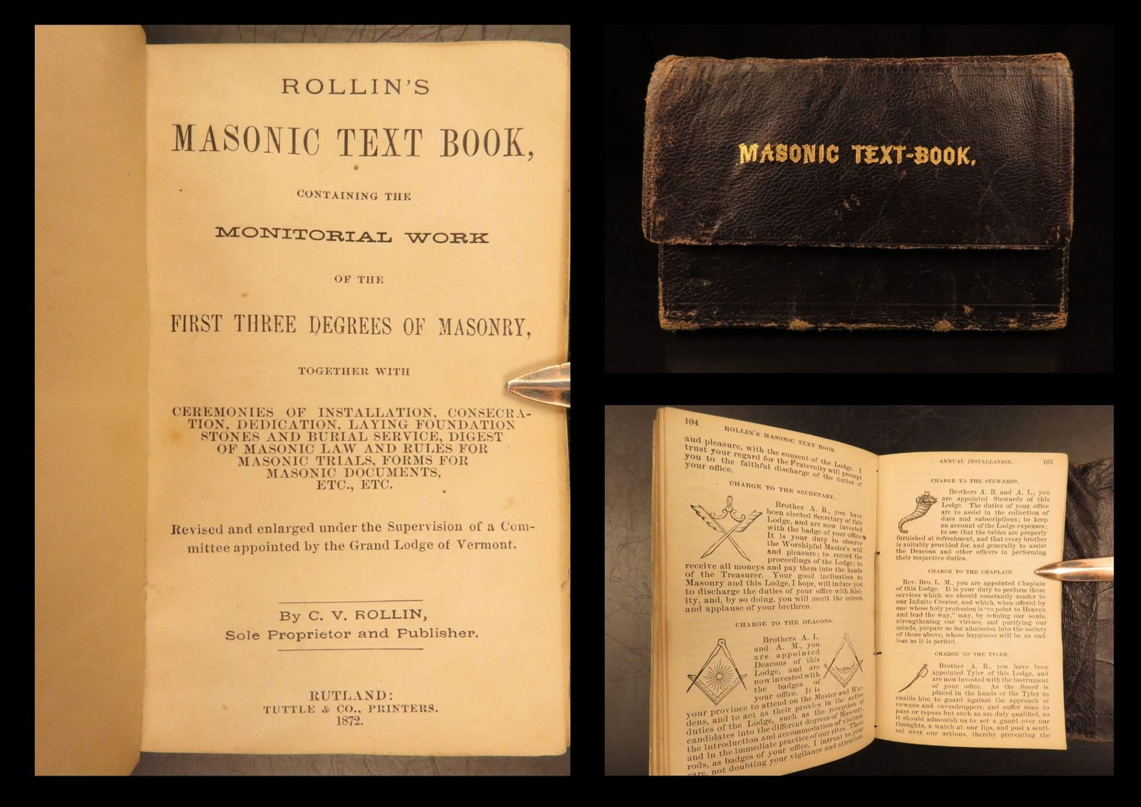 1872 – Masonic Ceremonial Text Book | Ritual Manual | Illustrated, Hymns & Odes (1 of 10)