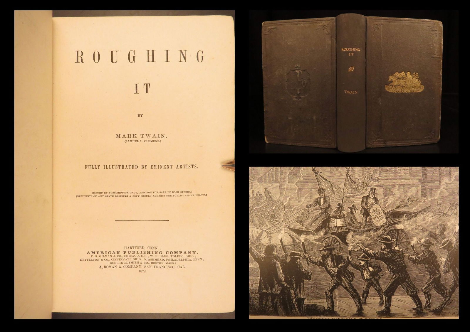 1872 Mark Twain 1st ed / 1st Roughing It American Wild West Nevada Gold Rush (1 of 10)