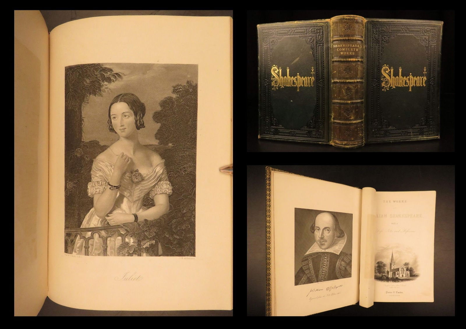 1876 – Works of William Shakespeare | Beautiful, American Printing – Illustrated: This beautiful collection of the works of William Shakespeare is a fantastic gathering of some of the most famous and important plays and poetry by the most prolific English playwright. This 1876 edit