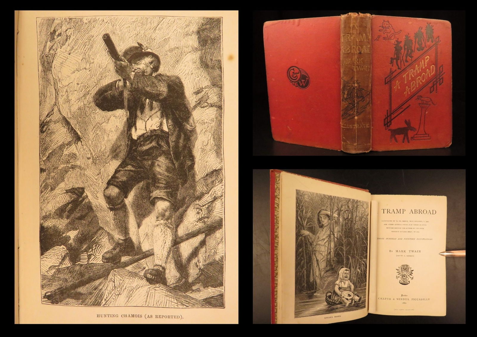 1880 A Tramp Abroad | Mark Twain – First British Single Volume Edition, Illustrated: Mark Twains A Tramp Abroad is a humorous travel narrative of Twains tour through central and southern Europe, first published in 1880. Considered by many to be an unofficial sequel to Twains best-sell