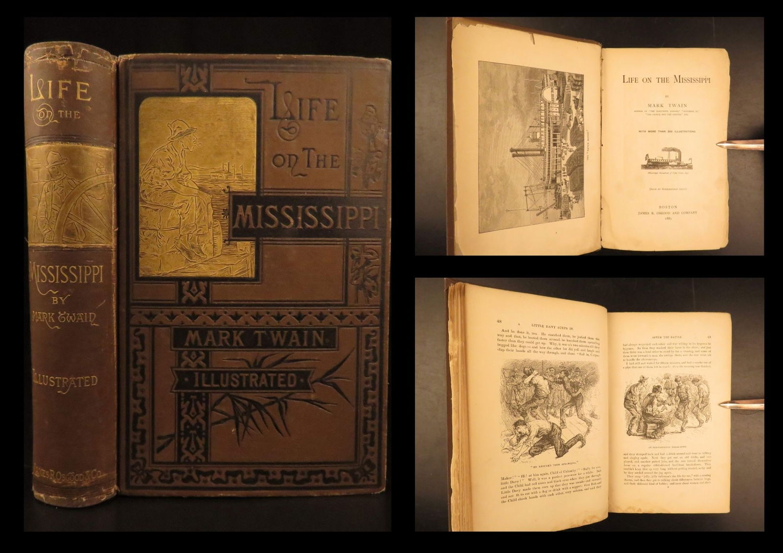 1883 Life on the Mississippi by Mark Twain 1st edition w/ St. Louis Hotel Missouri (1 of 10)