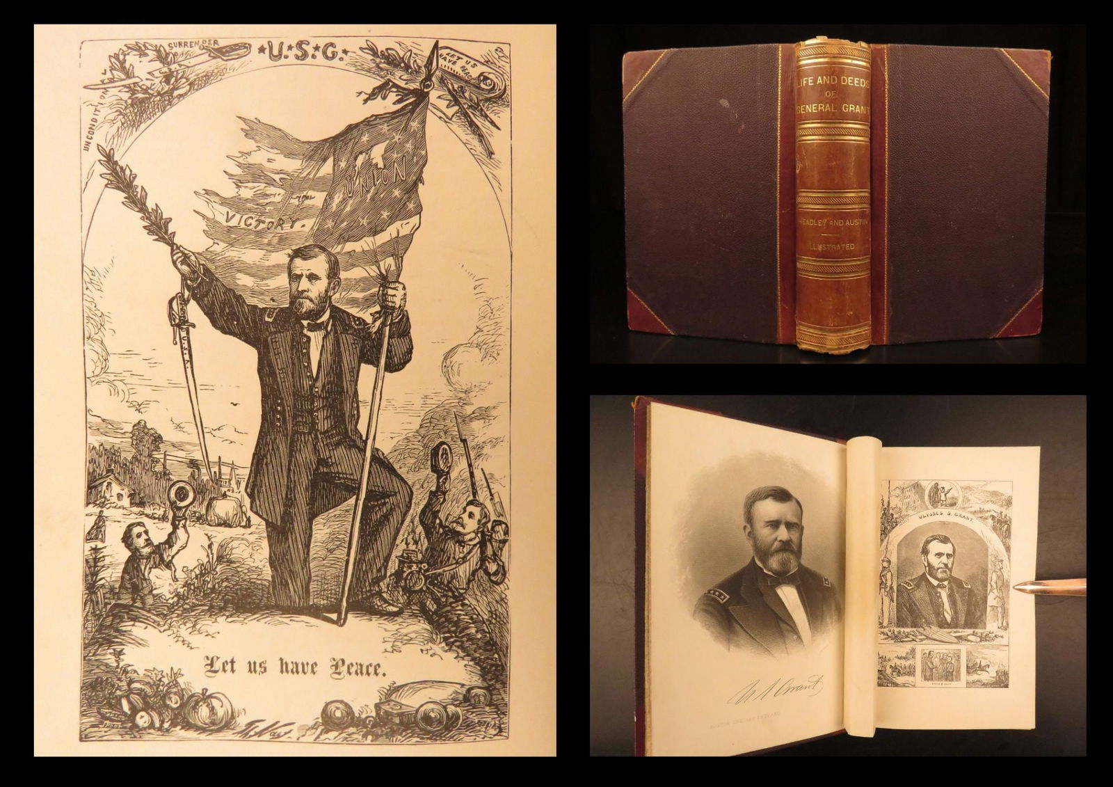 1885 – Life of Ulysses S Grant – Headley | Civil War Battle Plans, President: The Life and Deeds of Gen. U. S. Grant by P. C. Headley and George Lowell Austin (1885) is a late nineteenth century biography of the American military hero and President. The narrative follows his ea