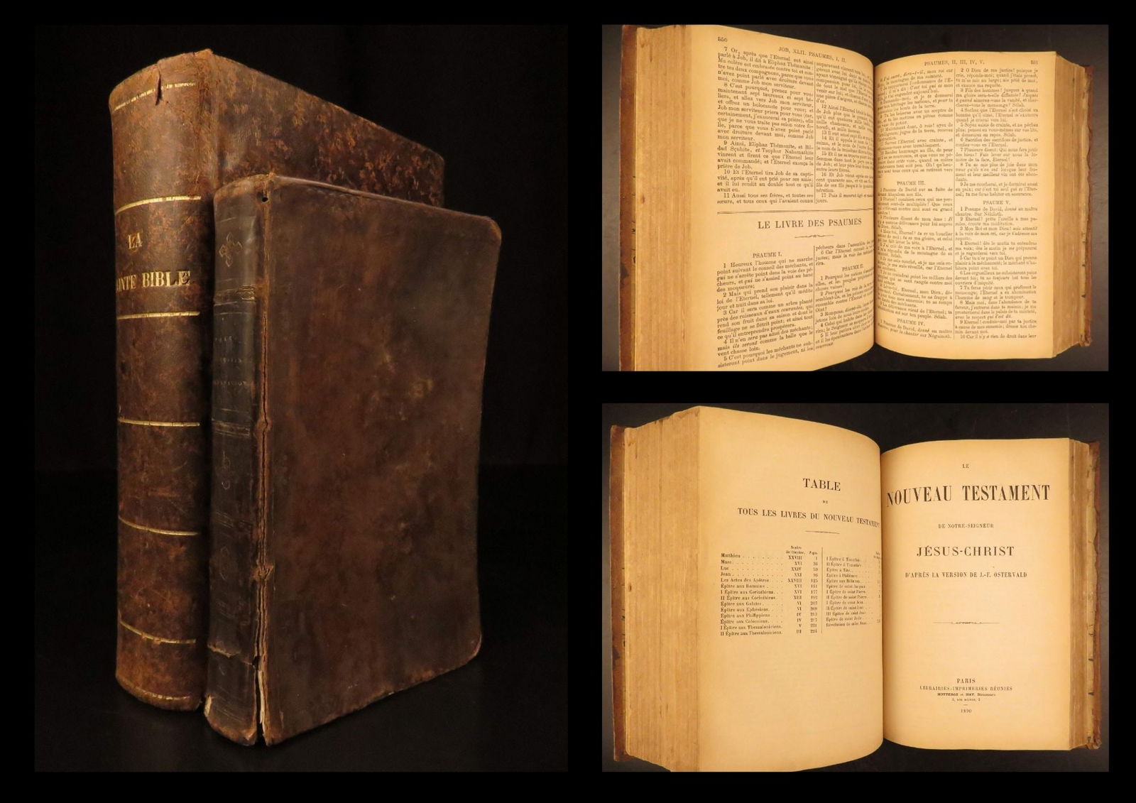 2v Book Lot – French Bible – Augustine Meditations, 1818, 1890 (1 of 9)