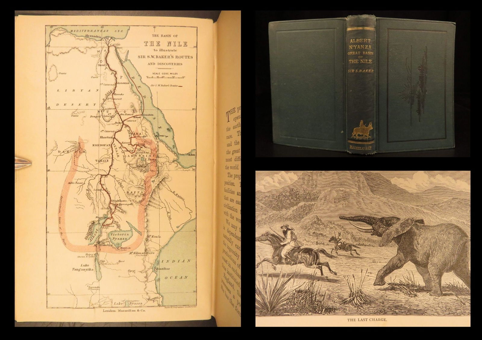 1892 – Albert Nyanza, Nile River Exploration | Egypt, Abyssinia Tributaries, Map: Samuel White Baker was an English explorer and was the first Englishman to sit in a high office of the Egyptian government. Many of Bakers works shed light on the horrors of slave owners and slave tra