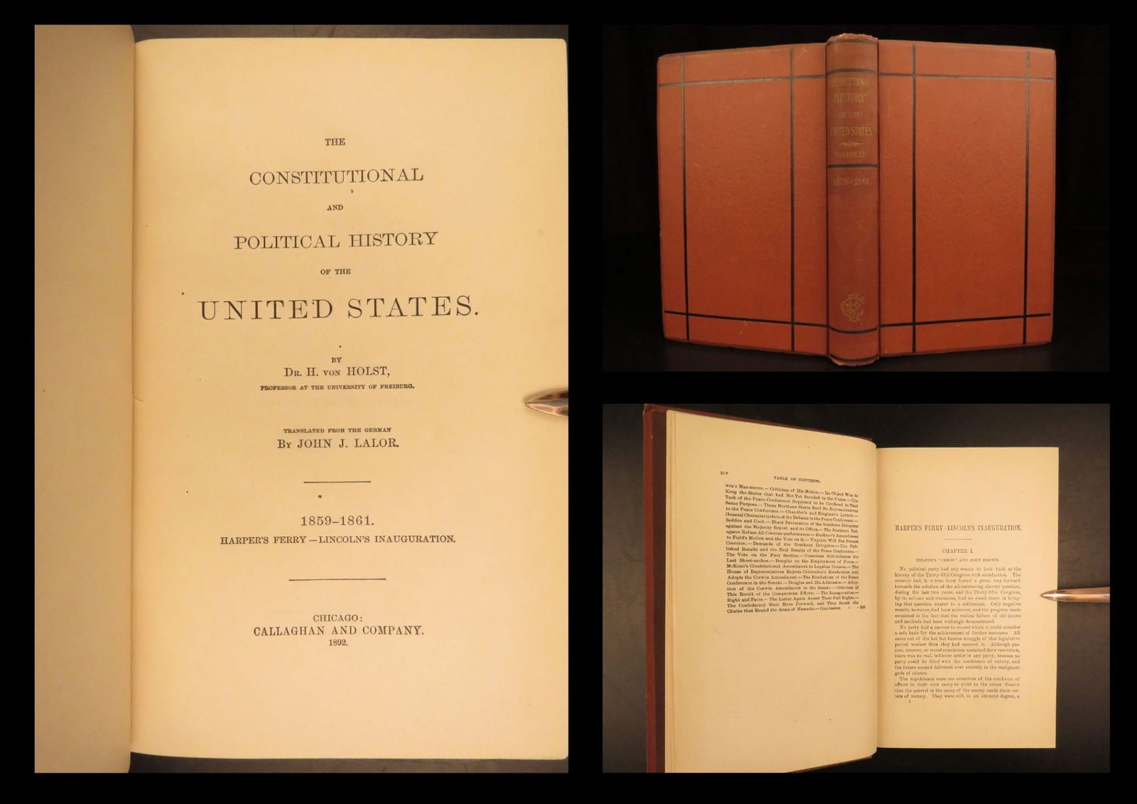 1892 – United States Constitutional History | Lincoln-Douglas, Slave State Voting: The Constitutional and Political History of the United States is a 19th-century survey of American constitutional conflicts. First written in German by Hermann Eduard Von Holst, this book examines sec