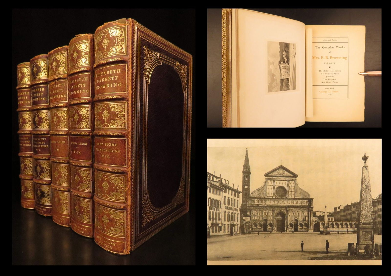 1901 – Complete Works of Elizabeth Barrett Browning | American Poetry – 6v: 1901 – Complete Works of Elizabeth Barrett Browning | American Poetry – 6v Elizabeth Barrett Browning was a prominent English poet of the Victorian era. She was quite popular in both England and A