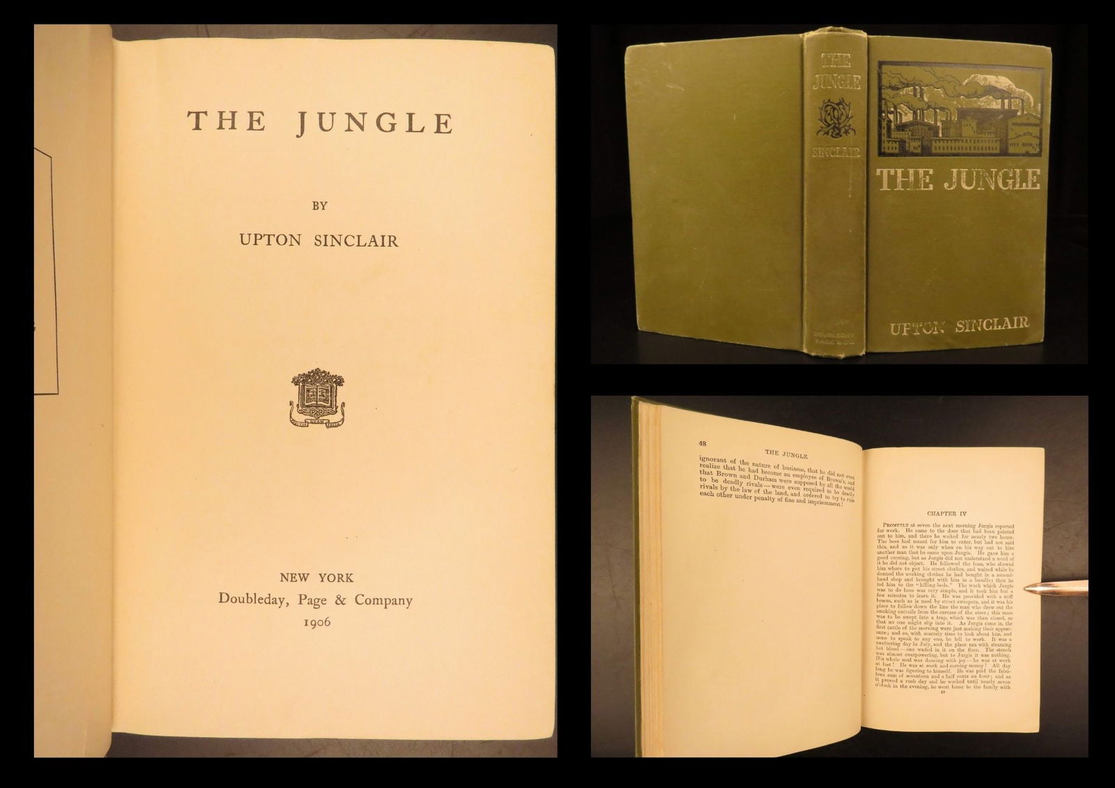 The Jungle – Upton Sinclair, 1906 True First Edition | Muckraking Novel: The first issue of The Jungle by Upton Sinclair was published in February 1906 as a searing portrayal of Chicagos industrial landscape. As an investigative journalist and novelist, Sinclair wrote as p