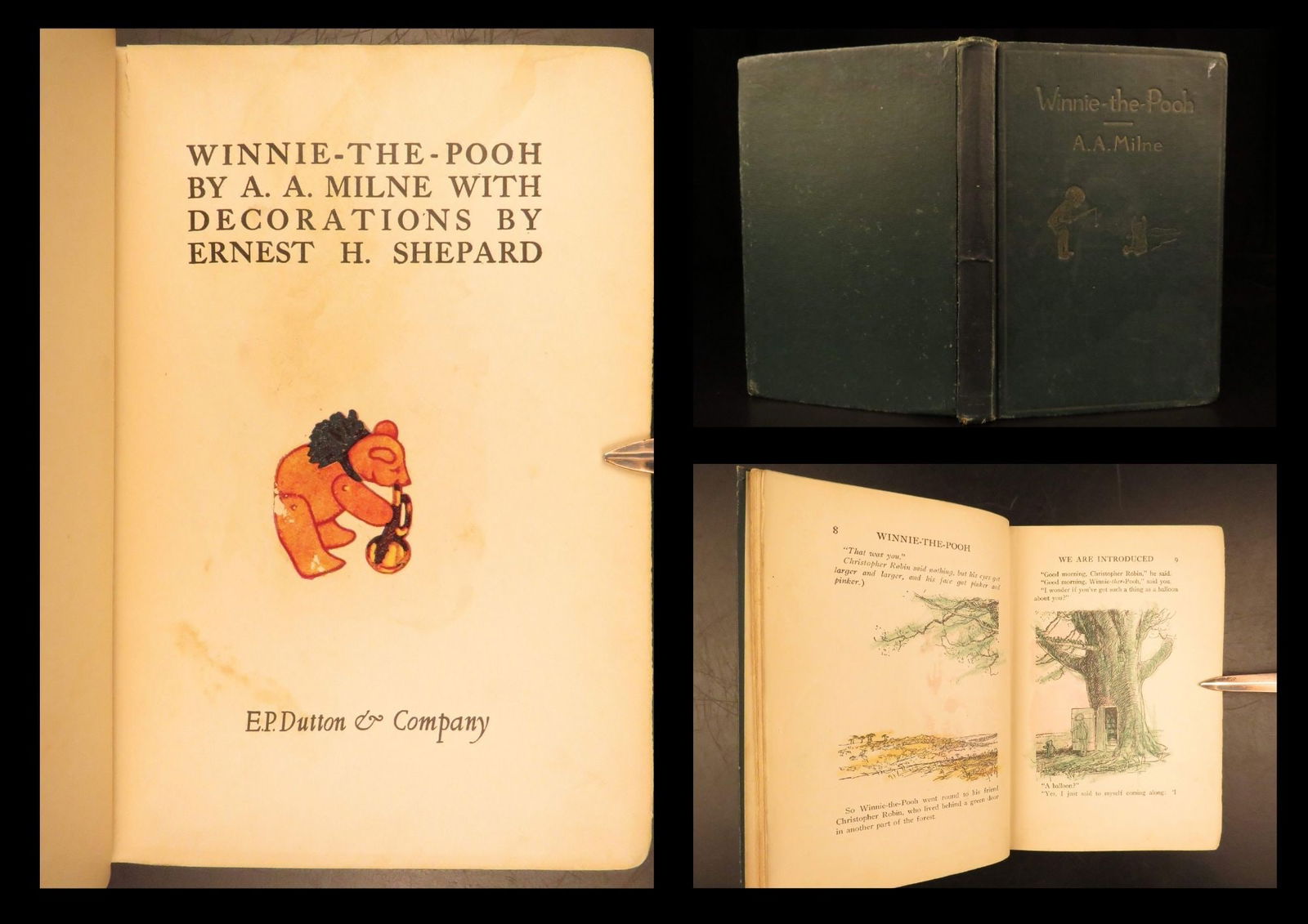 1926 - Winnie-the-Pooh – Milne | First American Edition, Illustrated Classic: This first American edition of Winnie-the-Pooh by A.A. Milne, published in 1926 by E. P. Dutton & Co. Ltd, is one of the most beloved and enduring works of twentieth-century childrens literature. The