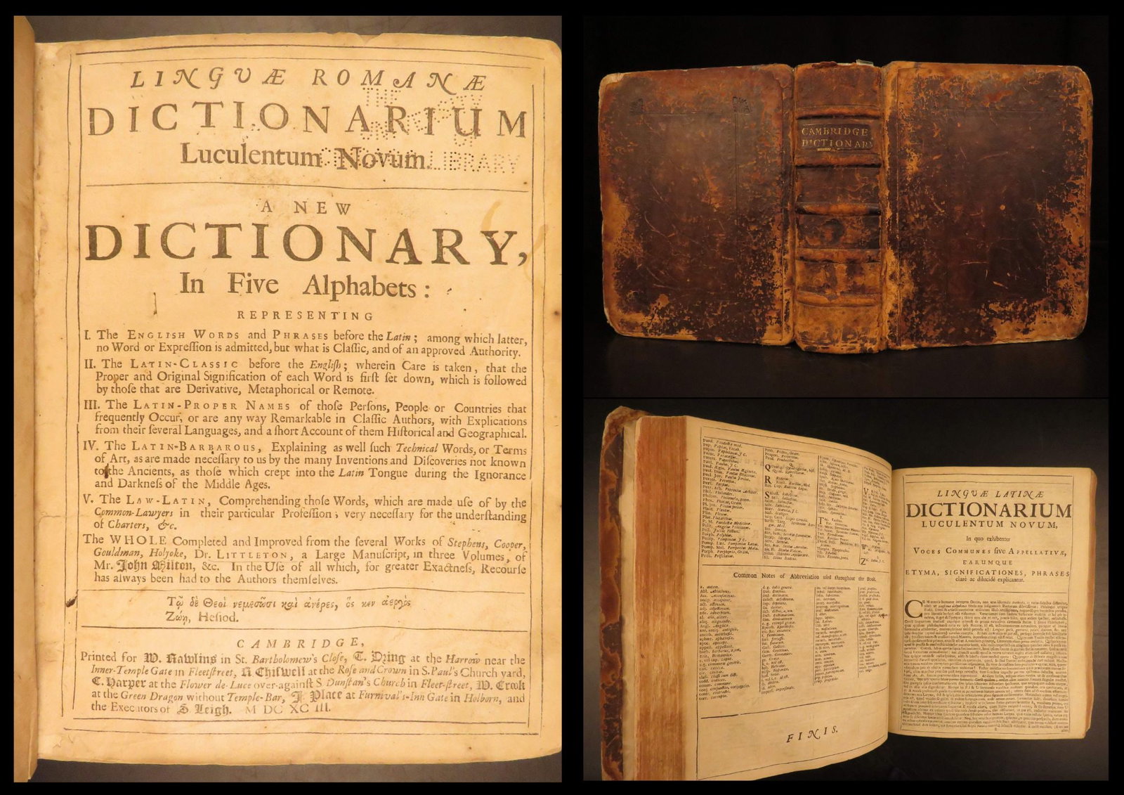 1693 Linguae Romanae Dictionarium by Littleton | Rare English Latin Dictionary (1 of 10)