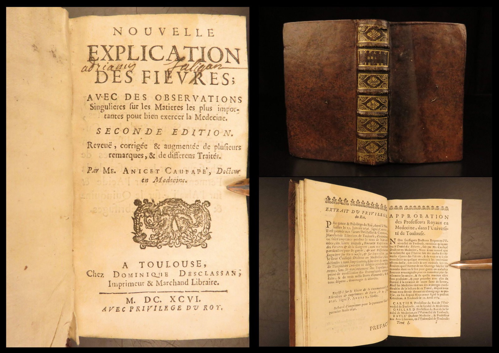 1696 – Explication on Fevers – Caufape | French Medicine, Secrets to Long Lifefr: Anicet Caufapes Methode Singuliere is a rare 17th-century book of general medicine and health. Caufape, a French physician, was known primarily for his attempts at describing the terms of health and i