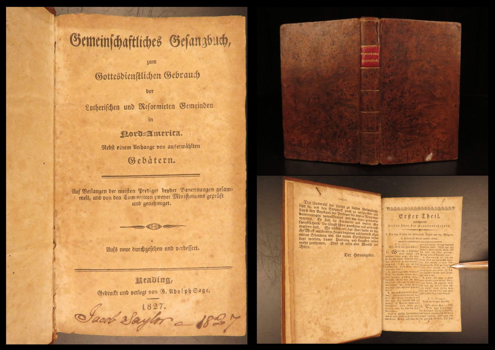 1827 – Early American, German Hymnal | Pennsylvania, Lutheran Gesangbuch (1 of 10)