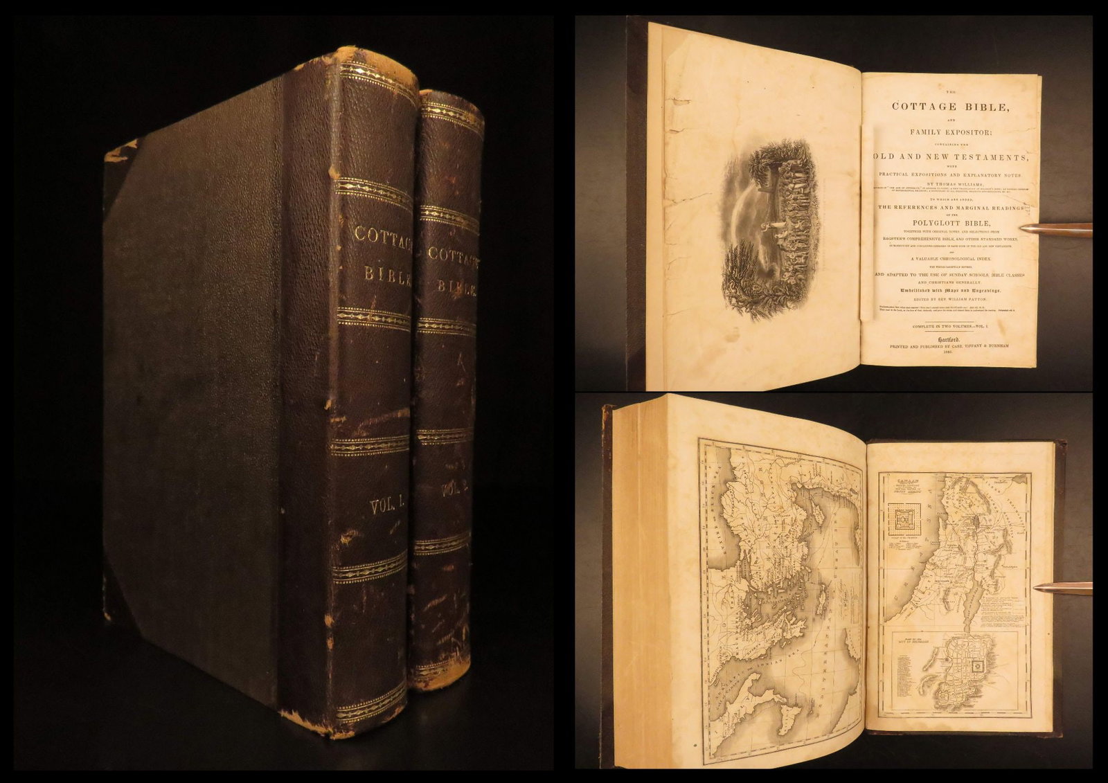 1846 – Cottage Bible | Illustrated Polyglot Bible, Maps & Engravings – 2 Volumes (1 of 10)