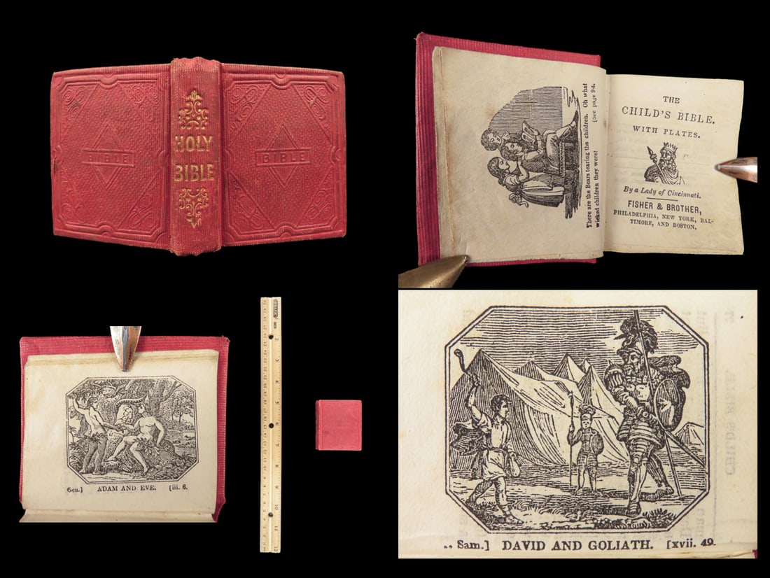 Miniature Child’s Bible – Lady of Cincinnati, 1850 | 27 Engravings, Harriet Beecher Stowe (1 of 15)