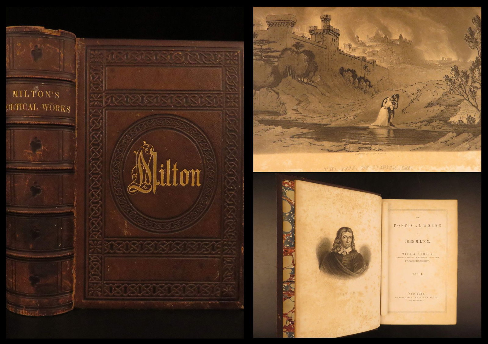 1860 – Works of John Milton | Paradise Lost | Beautiful Leather Binding (1 of 10)